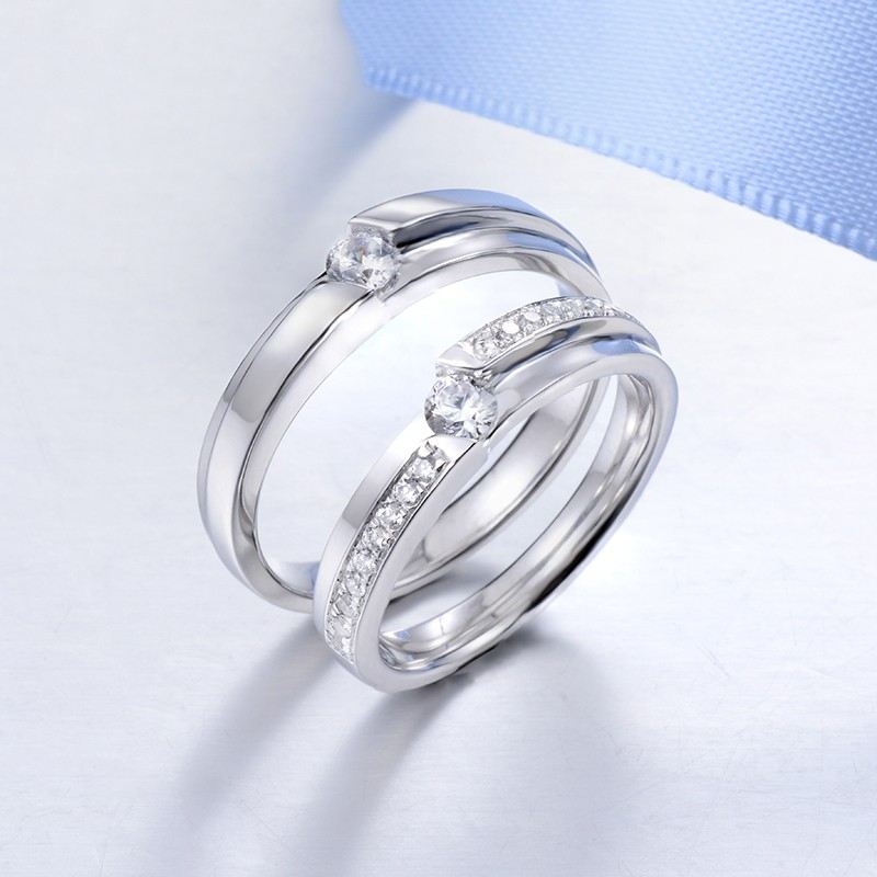 Elegant Och Återhållen S925 Silver Inlagd Kvalitet Cubic Zirconia Parring