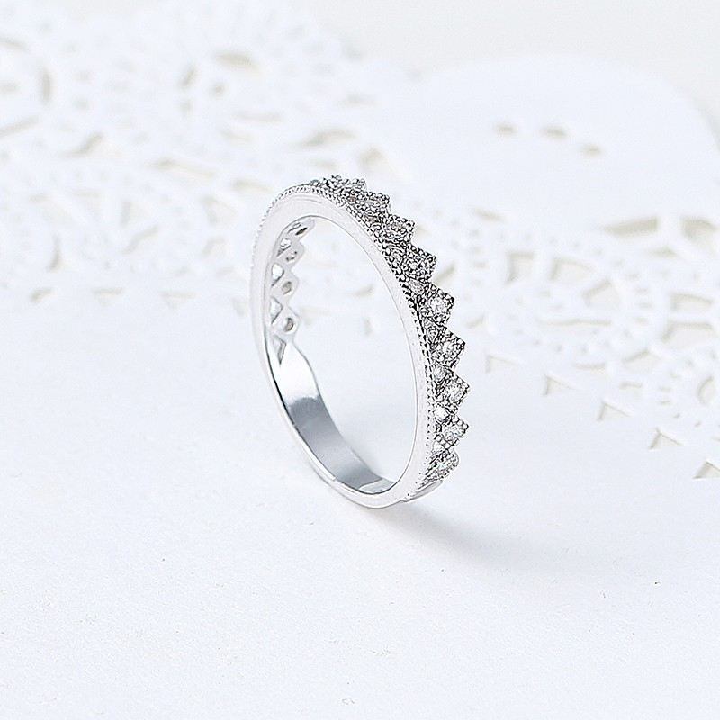 Enkel Elegant 925 Silver Romantisk Charm Krona Ring