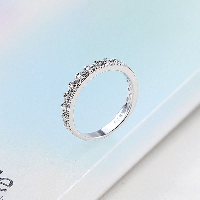 Enkel Elegant 925 Silver Romantisk Charm Krona Ring