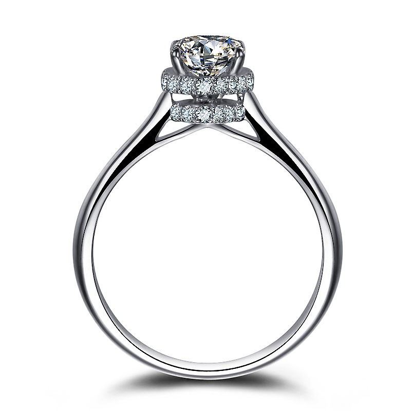 Enkel Och Elegant S925 Silverinlägg 1CT Cubic Zirconia Förlovningsring