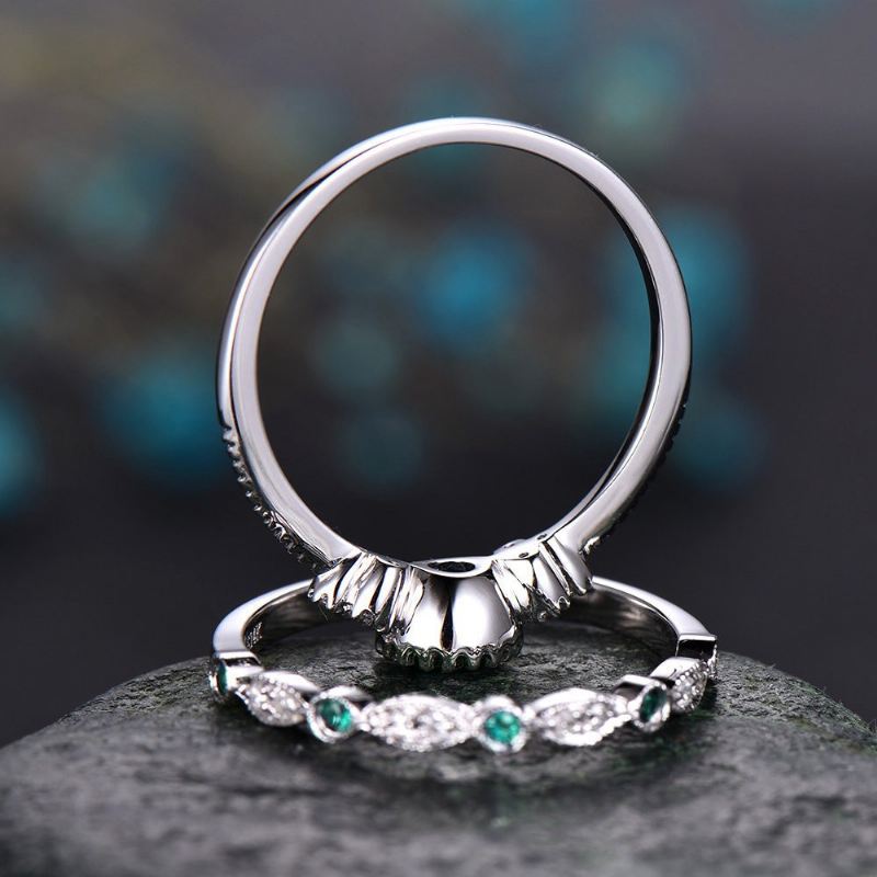 Enkel Och Snygg Lila Grön Blå Rosa Sjöblå Zirkon Ring Kvinna Legering Safir Ring Set