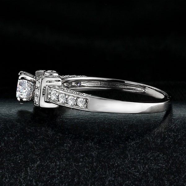 Europa Lyx Överdriven 925 Sterling Silver Inlagd CZ Förlovning / Vigselring