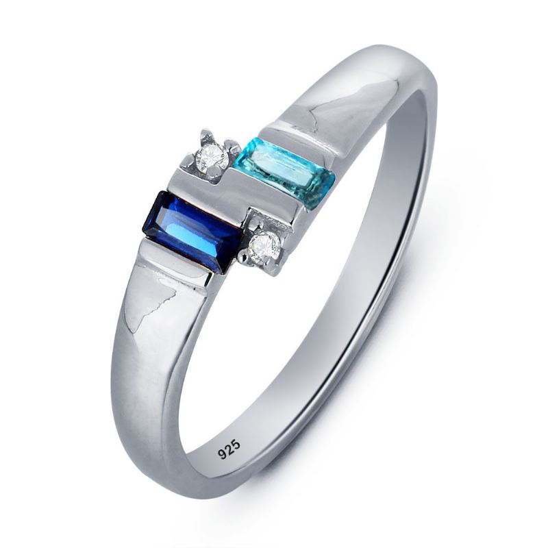 Europeisk Stil Vacker 925 Sterling Silver Inläggning Cubic Zirconia Förlovningsring