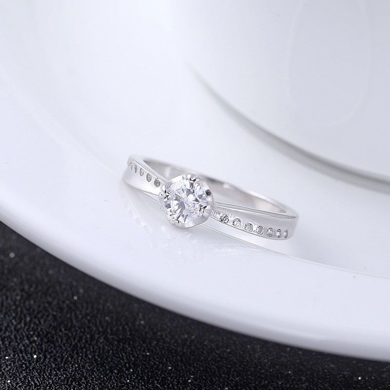 Europeiska Avancerade Mikroinsatser Super Flash CZ 925 Sterlingsilver Vigselring