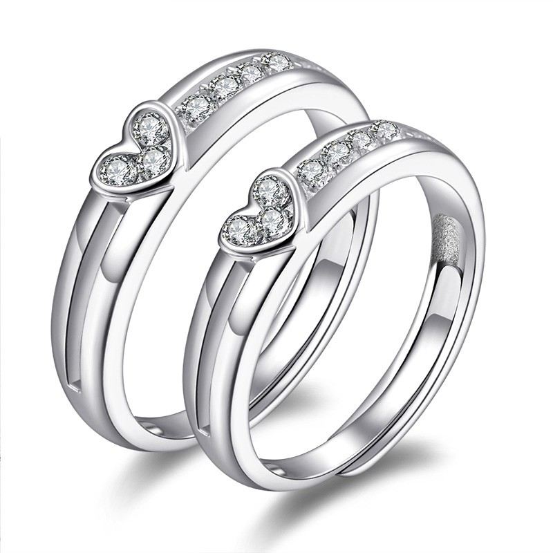 Fina Polerade Hjärtformade 925 Sterling Silver Inlagda Cubic Zirconia Parringar