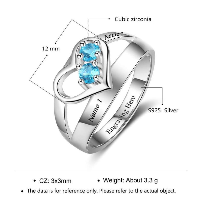 Födelsestensringar Mammas Ringar 925 Sterlingsilver Personlig Födelsestensfamilj Kubisk Zirkoniumring Mors Daggåva