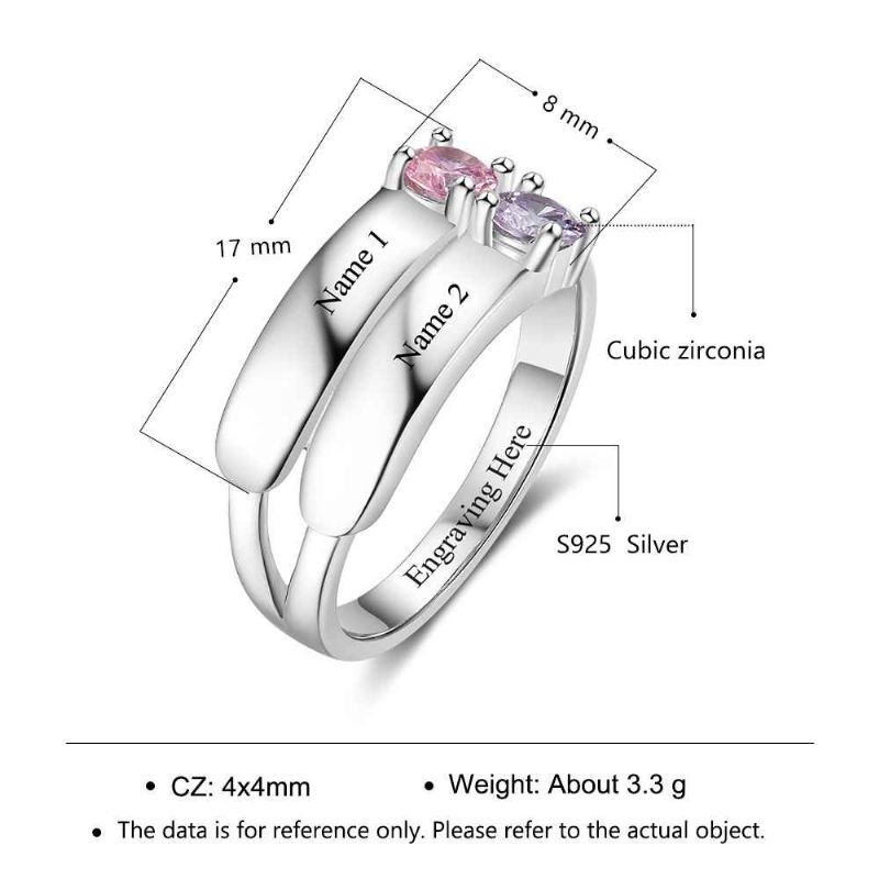 Födelsestensringar Mammoringar 925 Sterling Silver Personlig Födelsestensfamilj Kubisk Zirkoniumring Mors Daggåva