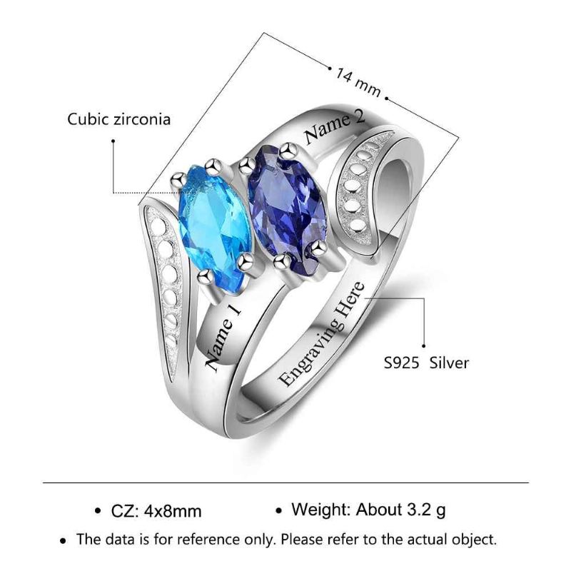 Födelsestensringar Mammoringar 925 Sterling Silver Personlig Födelsestensfamilj Kubisk Zirkoniumring Mors Mors Gåva