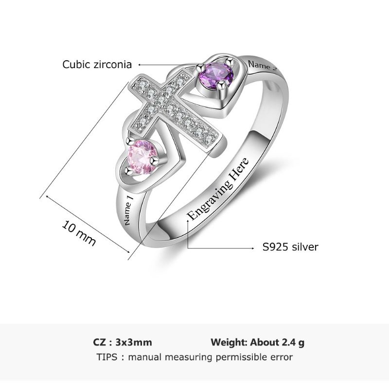 Födelsestensringar Mammoringar 925 Sterlingsilver Personifierade Födelsestensfamilj Kubisk Zirkoniumring Mors Daggåva