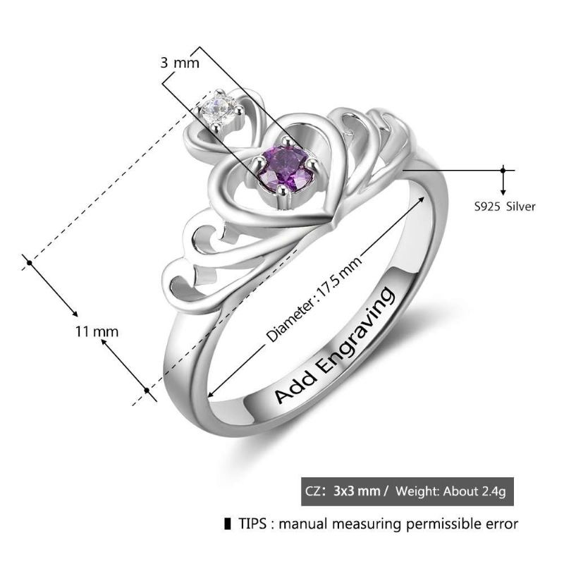 Födelsestensringar Mammoringar 925 Sterlingsilver Personlig Födelsestenfamilj Kubisk Zirkoniumring Mors Daggåva