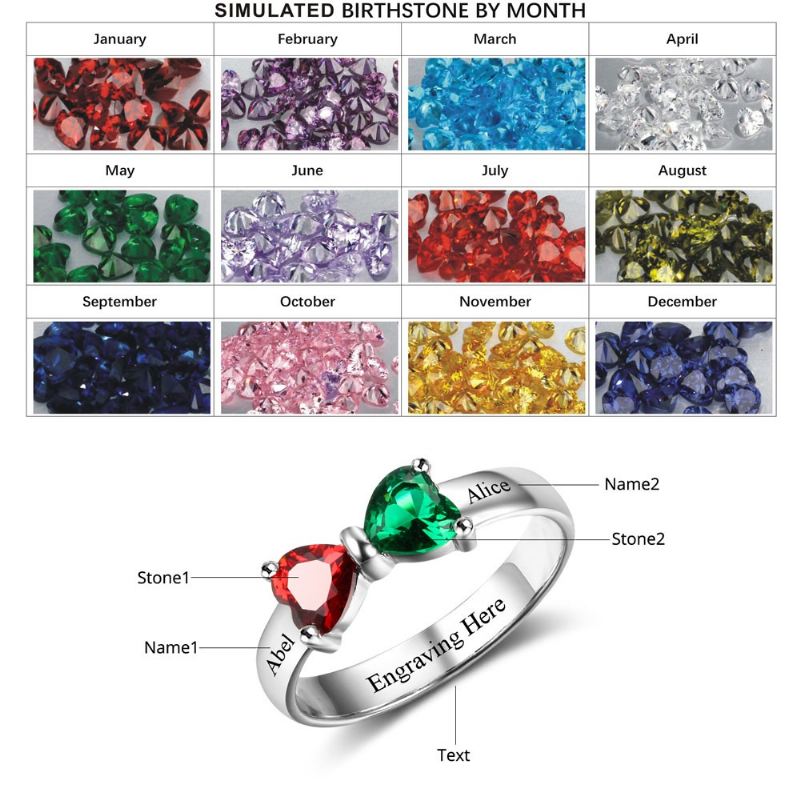 Födelsestensringar Mammoringar 925 Sterlingsilver Personlig Födelsestenfamilj Kubisk Zirkoniumring Mors Daggåva