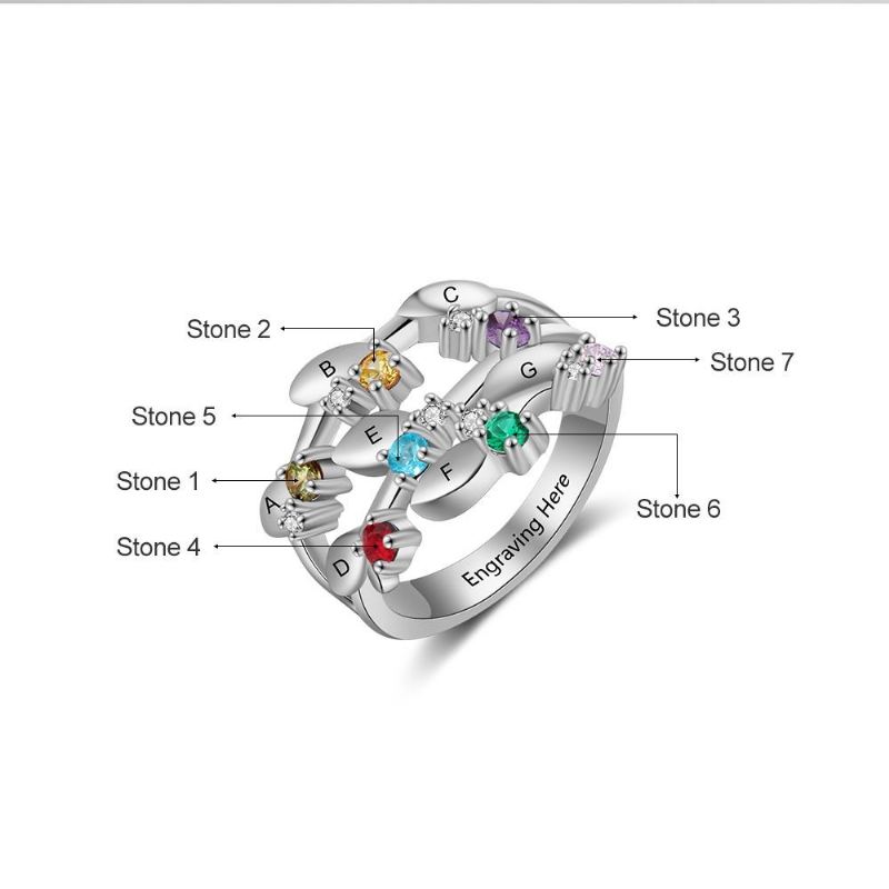 Födelsestensringar Mammoringar 925 Sterlingsilver Personlig Födelsestensfamilj Kubisk Zirkoniumring Mors Daggåva