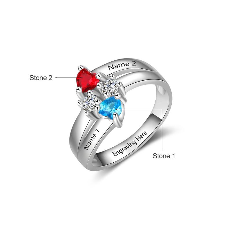 Födelsestensringar Mammoringar 925 Sterlingsilver Personlig Födelsestensfamilj Kubisk Zirkoniumring Mors Daggåva