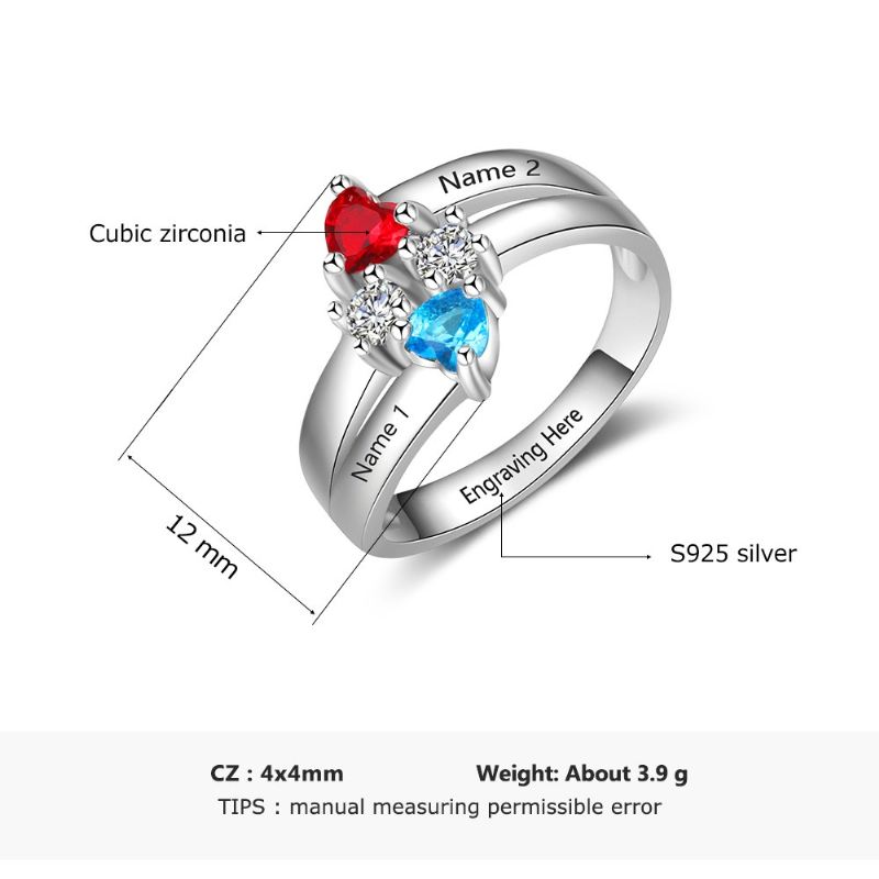 Födelsestensringar Mammoringar 925 Sterlingsilver Personlig Födelsestensfamilj Kubisk Zirkoniumring Mors Daggåva