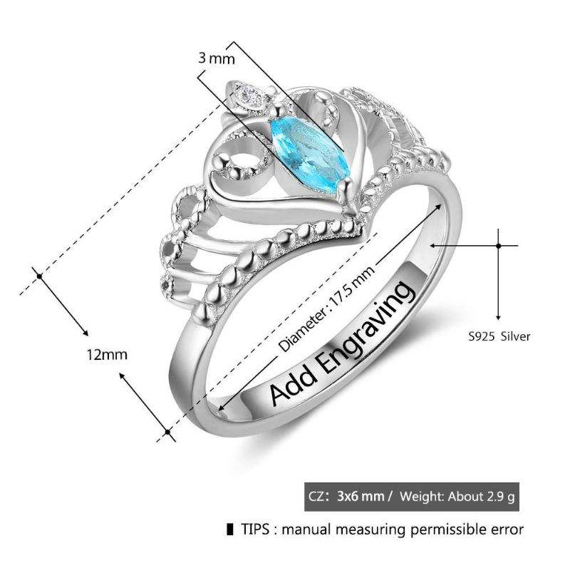 Födelsestensringar Mammoringar 925 Sterlingsilver Personlig Födelsestensfamilj Kubisk Zirkoniumring Mors Daggåva