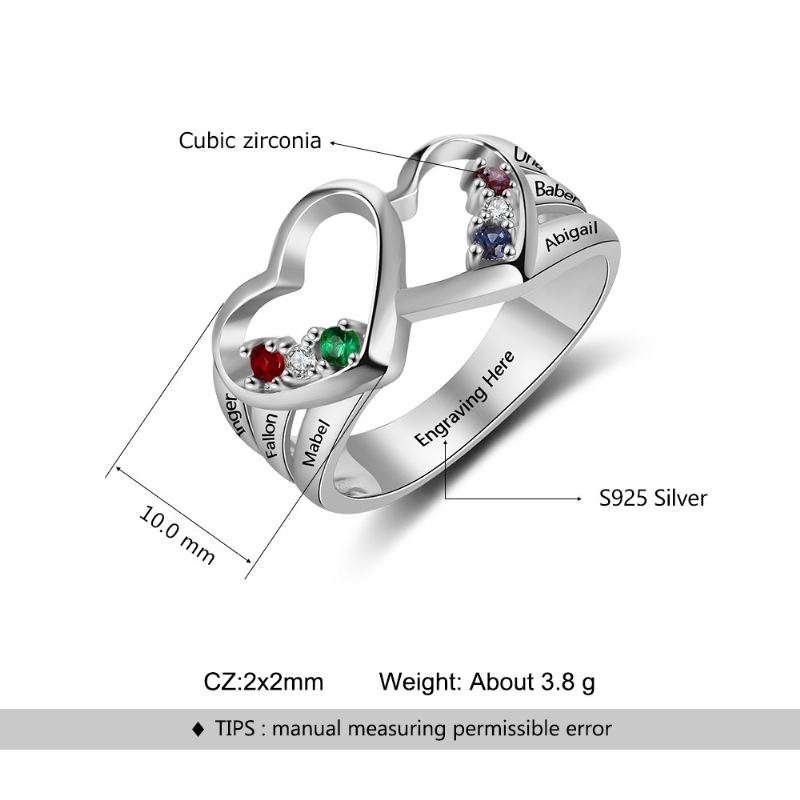 Födelsestensringar Mammoringar 925 Sterlingsilver Personlig Födelsestensfamilj Kubisk Zirkoniumring Mors Daggåva