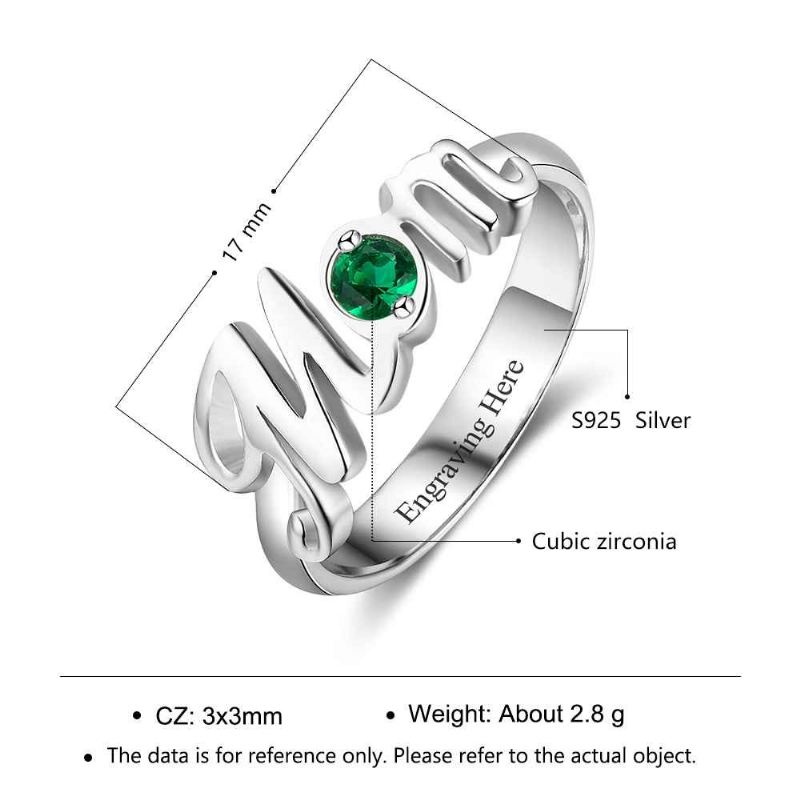 Födelsestensringar Mammoringar 925 Sterlingsilver Personlig Födelsestensfamilj Kubisk Zirkoniumring Mors Daggåva