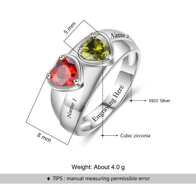 Födelsestensringar Mammoringar 925 Sterlingsilver Personlig Födelsestensfamilj Kubisk Zirkoniumring Mors Daggåva