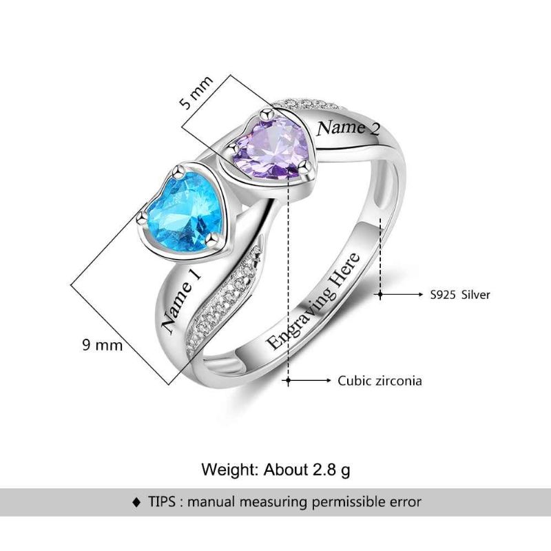 Födelsestensringar Mammoringar 925 Sterlingsilver Personlig Födelsestensfamilj Kubisk Zirkoniumring Mors Daggåva