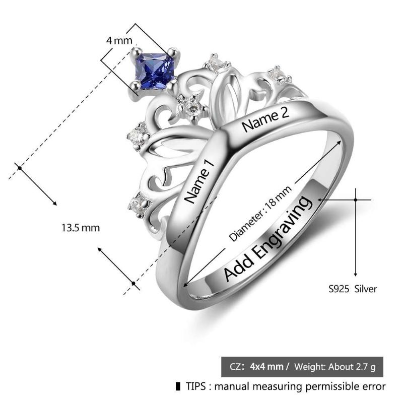 Födelsestensringar Mammoringar 925 Sterlingsilver Personlig Födelsestensfamilj Kubisk Zirkoniumring Mors Daggåva