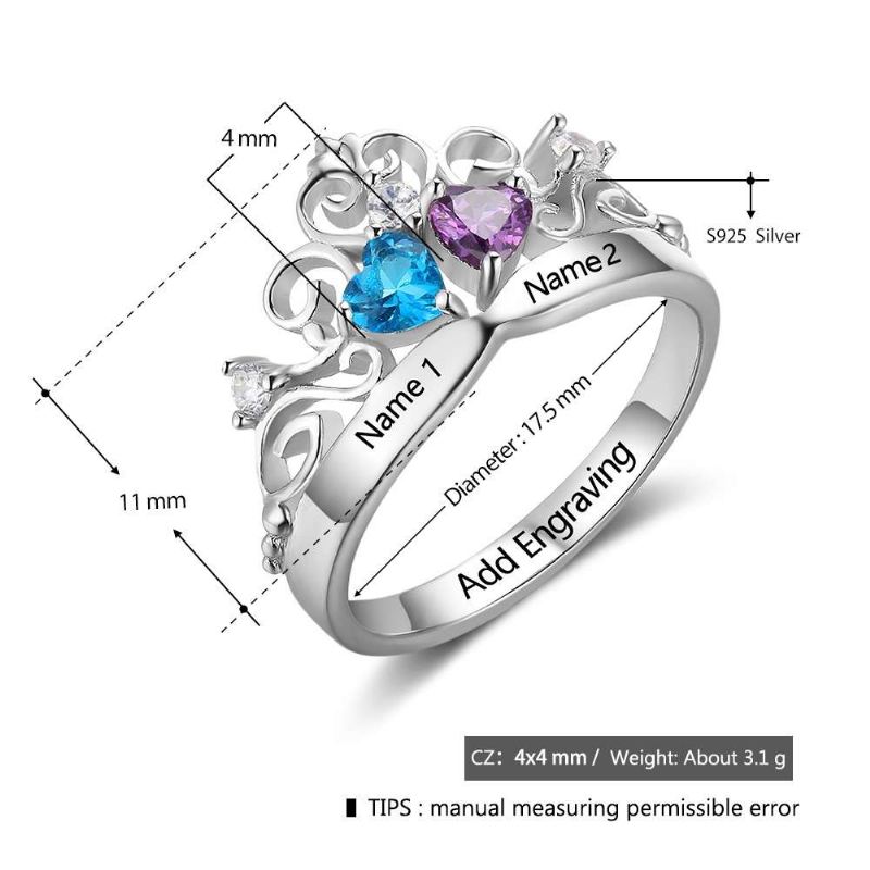 Födelsestensringar Mammoringar 925 Sterlingsilver Personlig Födelsestensfamilj Kubisk Zirkoniumring Mors Daggåva