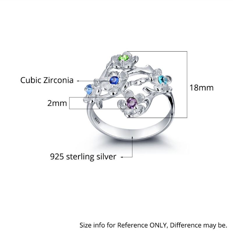 Födelsestensringar Mammoringar 925 Sterlingsilver Personlig Födelsestensfamilj Kubisk Zirkoniumring Mors Daggåva