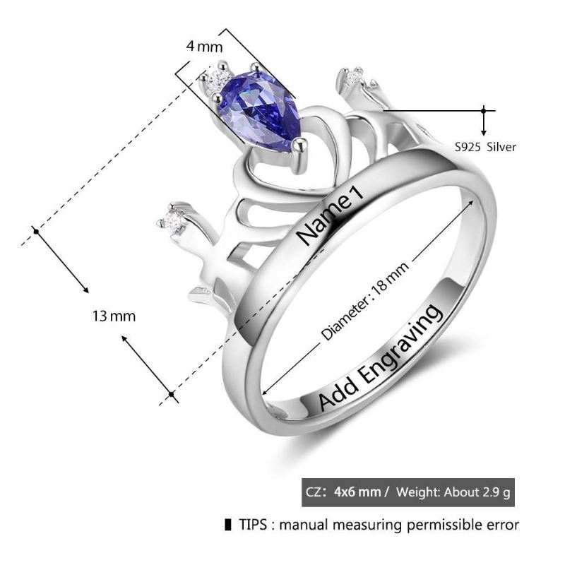 Födelsestensringar Mammoringar 925 Sterlingsilver Personlig Födelsestensfamilj Kubisk Zirkoniumring Mors Dagsgåva