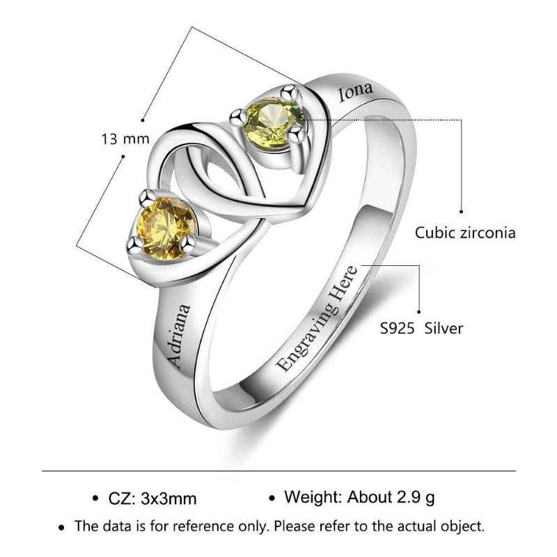 Födelsestensringar Mammoringar 925 Sterlingsilver Personlig Födelsestensfamilj Kubisk Zirkoniumring Mors Mors Gåva