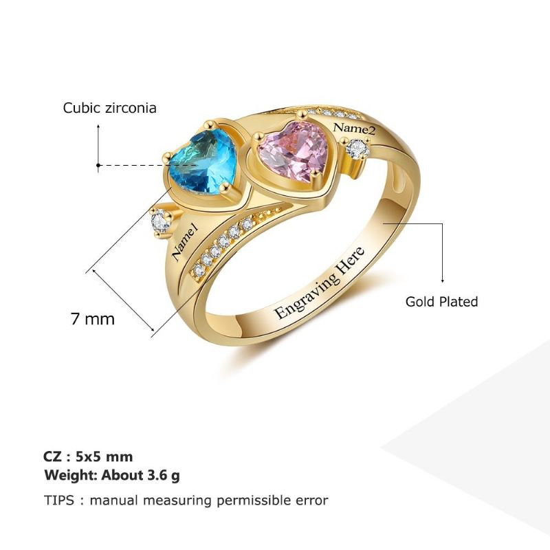 Guldfödelsestensringar Mammoringar 925 Sterlingsilver Personlig Födelsestensfamilj Kubisk Zirkoniumring Mors Daggåva