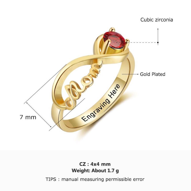 Guldfödelsestensringar Mammoringar 925 Sterlingsilver Personlig Födelsestensfamilj Kubisk Zirkoniumring Mors Daggåva