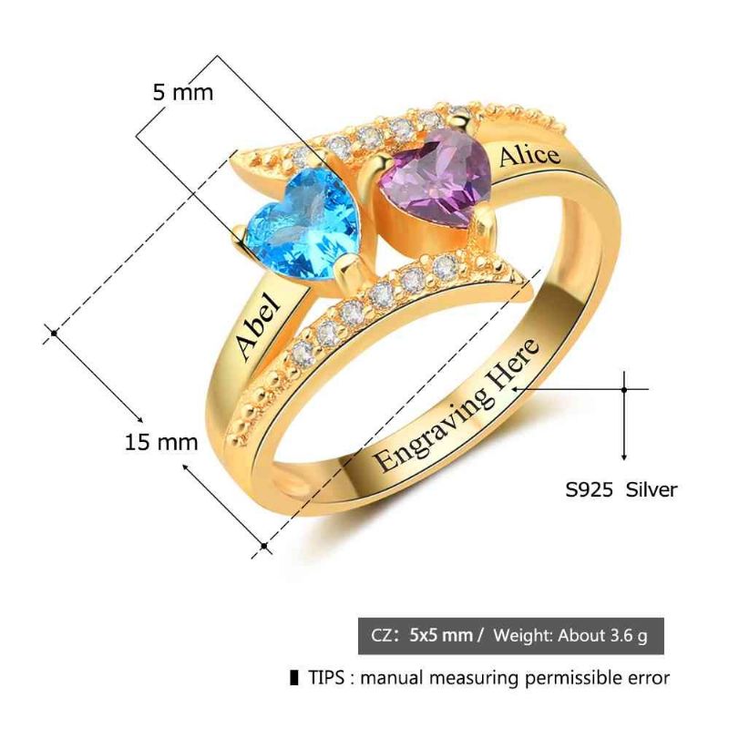 Guldfödelsestensringar Mammoringar 925 Sterlingsilver Personlig Födelsestensfamilj Kubisk Zirkoniumring Mors Daggåva