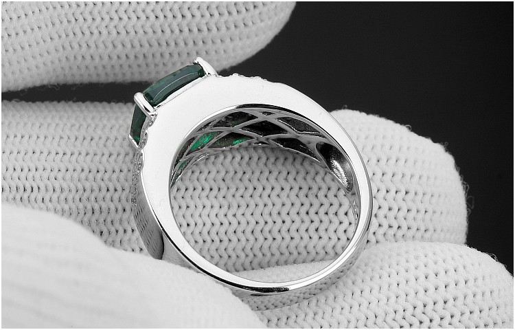 Guldpläterad 925 Sterling Silver Smaragd Herrförlovningsring