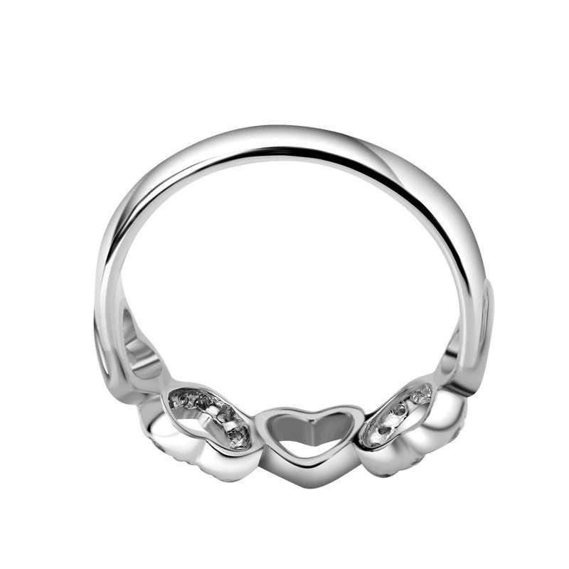 Hjärtformad S925 Silver Inläggad Glans Cubic Zirconia Förlovningsring