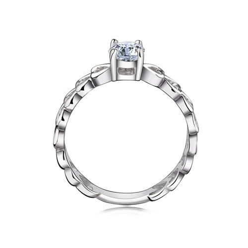 Ihåligt Hjärta Design 925 Sterling Silver Rundklippt Cubic Zirconia Damring / Vigselring