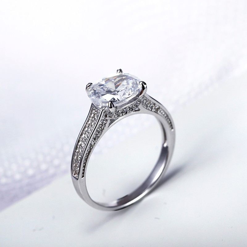 Kärleksgåva 925 Silverinlagd Cubic Zirconia Klassisk Förlovningsring