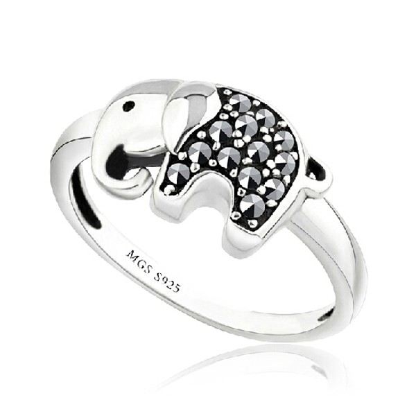 Kalv Elefant 925 Sterling Silverring Med Marcasit