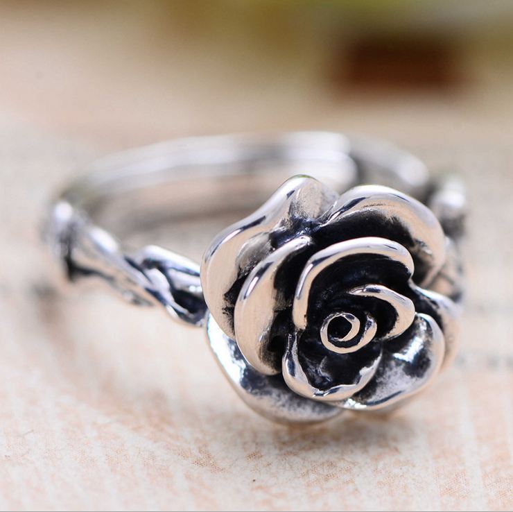 Klassisk Imponerande 925 Sterling Silver Rosett Öppen Ring För Henne