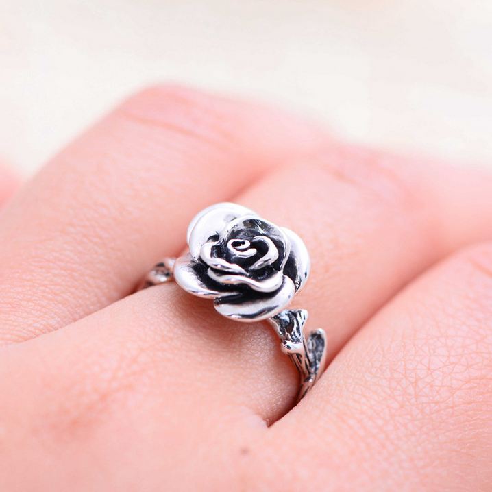 Klassisk Imponerande 925 Sterling Silver Rosett Öppen Ring För Henne