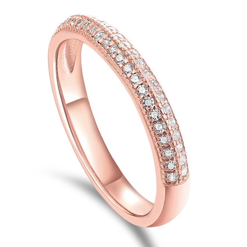 Klassiskt Roséguld / Silvervit Safir Sterling Silver Bröllop Band