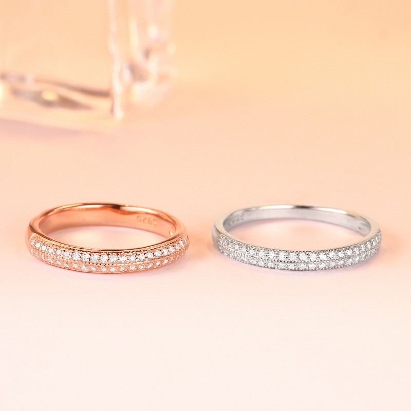 Klassiskt Roséguld / Silvervit Safir Sterling Silver Bröllop Band