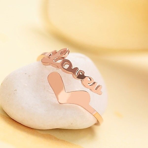 Koreanskt Mode 18K Rosa Guldpläterad Öppning "Forever Love"-Serie Ring