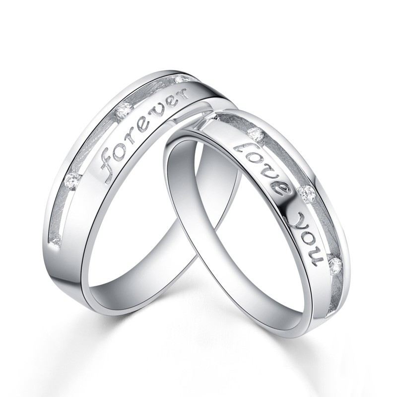 "Love You" 925 Silver Med Parring I Kubisk Zirkoniumoxid