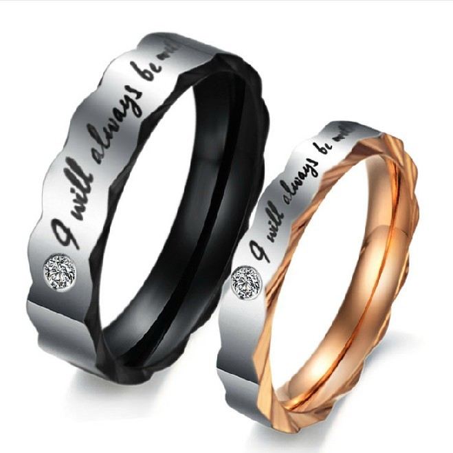 "Love You" Fashionabla 316L Titan Rostfritt Stål CZ Herr Ring (Endast Herr Ring)