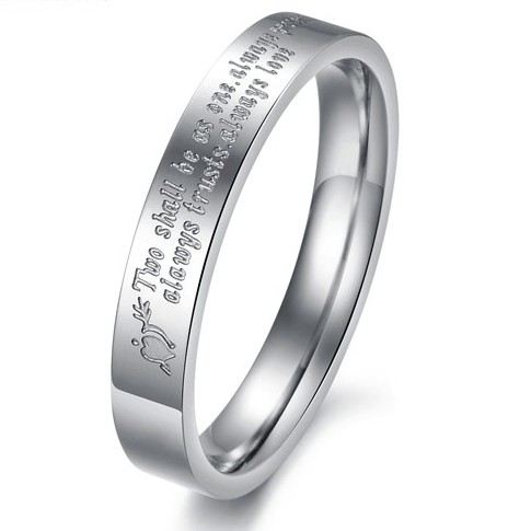 "Love You" Lover Rings Gravyr Titanium Stål (Pris För Ett Par)