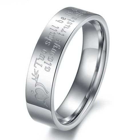 "Love You" Lover Rings Gravyr Titanium Stål (Pris För Ett Par)