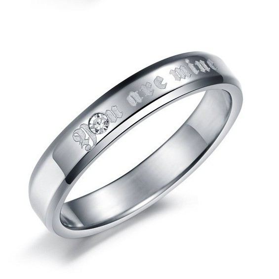 "Love You" Lover Rings Gravyr Titanium Stålringar För Par (Pris För Par)