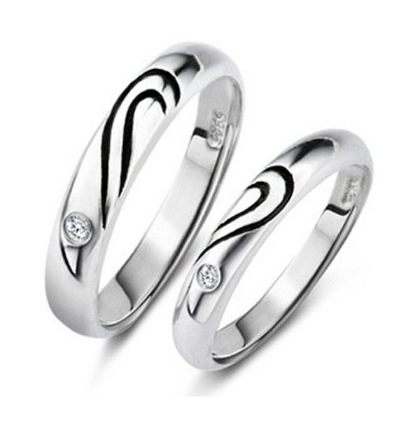 "Love You" Sweet Match Heart 925 Sterling Silver Älskare Ringar (Pris För Ett Par)