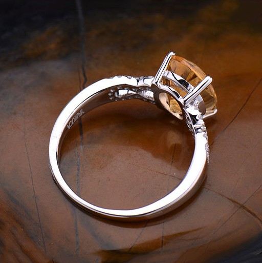 Lyxig Atmosfär 925 Sterling Silver Inlagt Oval Ädelstenförlovningsring