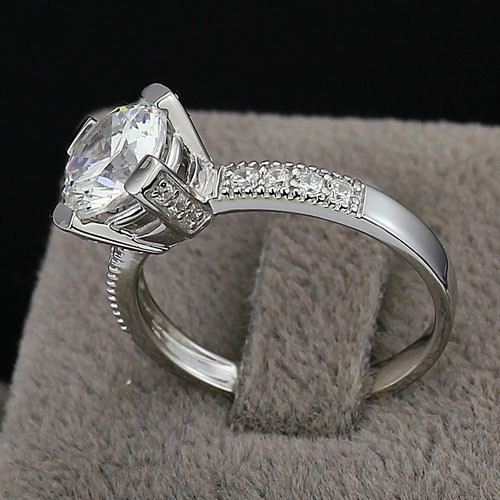 Lyxig Och Generös 925 Sterling Silver Inlagd 2CT CZ Förlovningsring