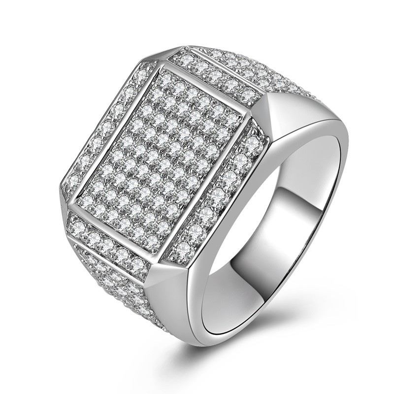 Lyxigt 925 Sterlingsilver Cubic Zirconia Mans Förlovnings / Vigselring